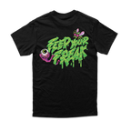Black tee shirt that says "Feed Your Freak"