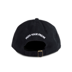 Black cap with 'FEED YOUR FREAK' text on a white background